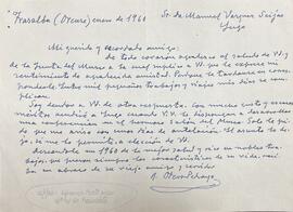 Carta na que Ramón Otero Pedrayo confirma a Manuel Vázquez Seijas que dará a conferencia no fermo...