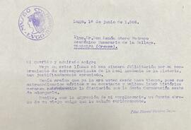 Carta de Manuel Vázquez Seijas felicitando a Ramón Otero Pedrayo polo nomeamento de correspondien...