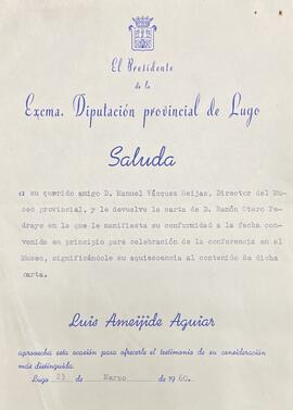 Saúdo formal do Presidente da Exma. Deputación Provincial de Lugo, o señor Luis Ameijide Aguiar, ...