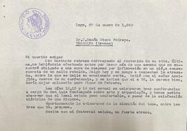 Carta de Manuel Vázquez Seijas en resposta á anterior, propoñendo o aprazamento da conferencia pa...