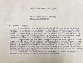 Carta na que Manuel Vázquez Seijas propón elixir como tema da conferencia "Temas y aspectos ...