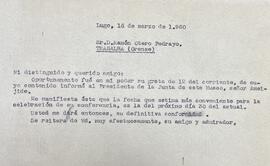 Carta de Manuel Vázquez Seijas informando a Ramón Otero Pedrayo que a data elixida, dacordo co se...