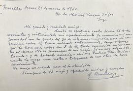 Carta de conformidade de Ramón Otero Pedrayo, coa data da conferencia.