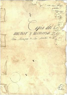 Copia del testamento y memorial del Señor Marques de San Martin de  Hombreyro